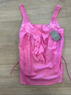 Anthropologie Pink Ruffle-Front Camisole